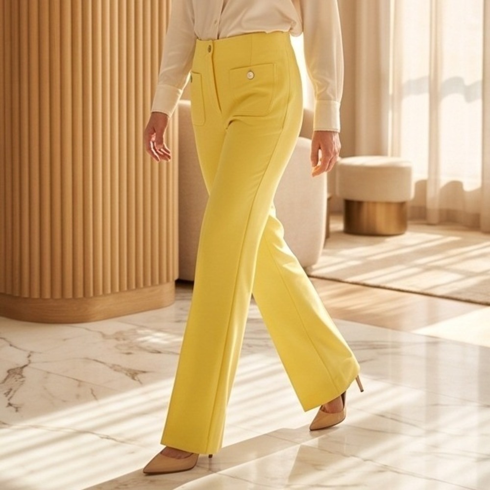 Jules & Leopold Ladies XL Atelier Yellow Kick Flare Ankle Pants NWT
